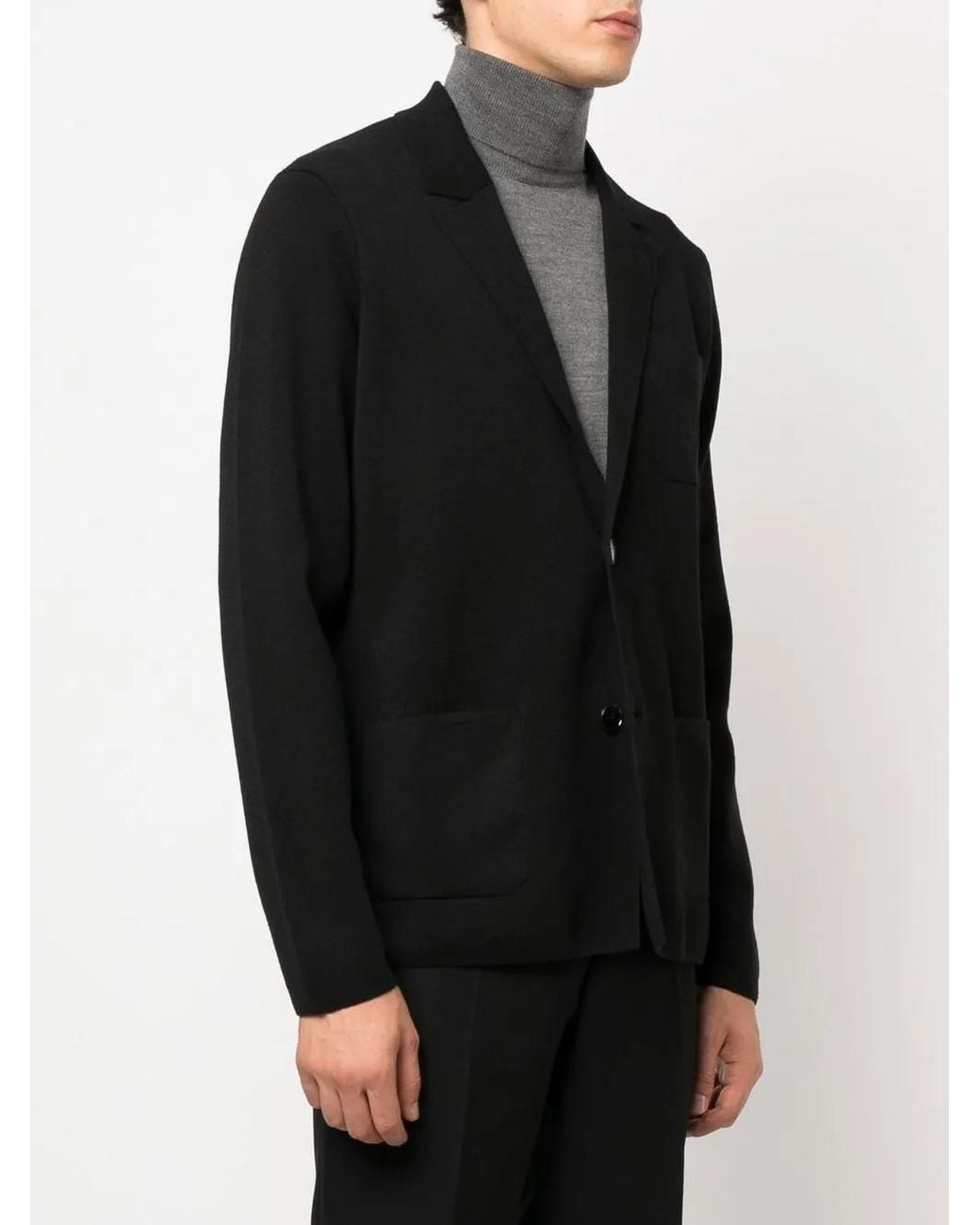 Billionaire Black Single-Breasted Knitted Blazer for men