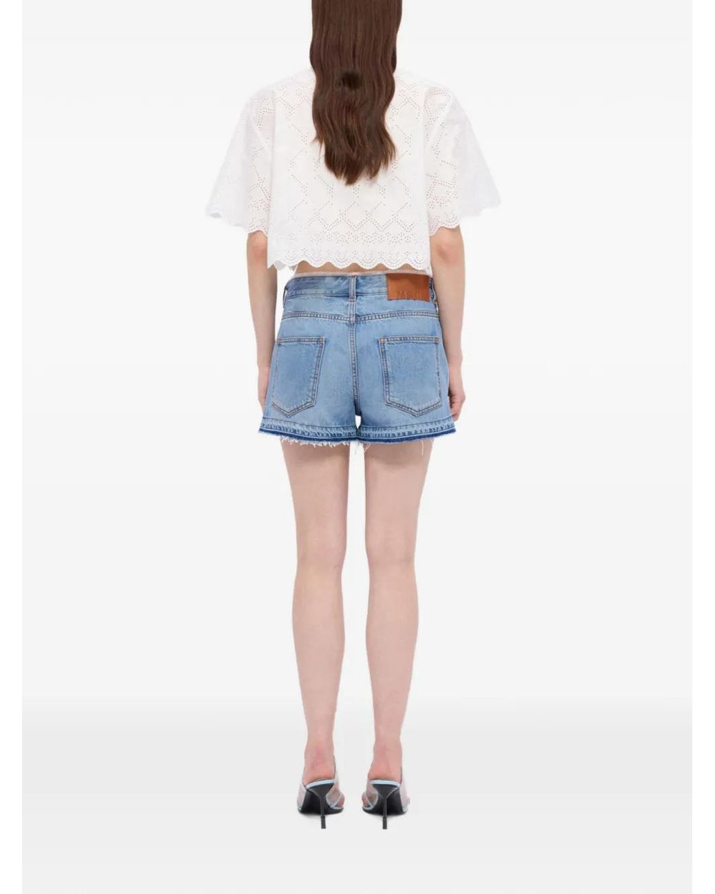 Pantalones Cortos Deshilachados MSGM de color Blue