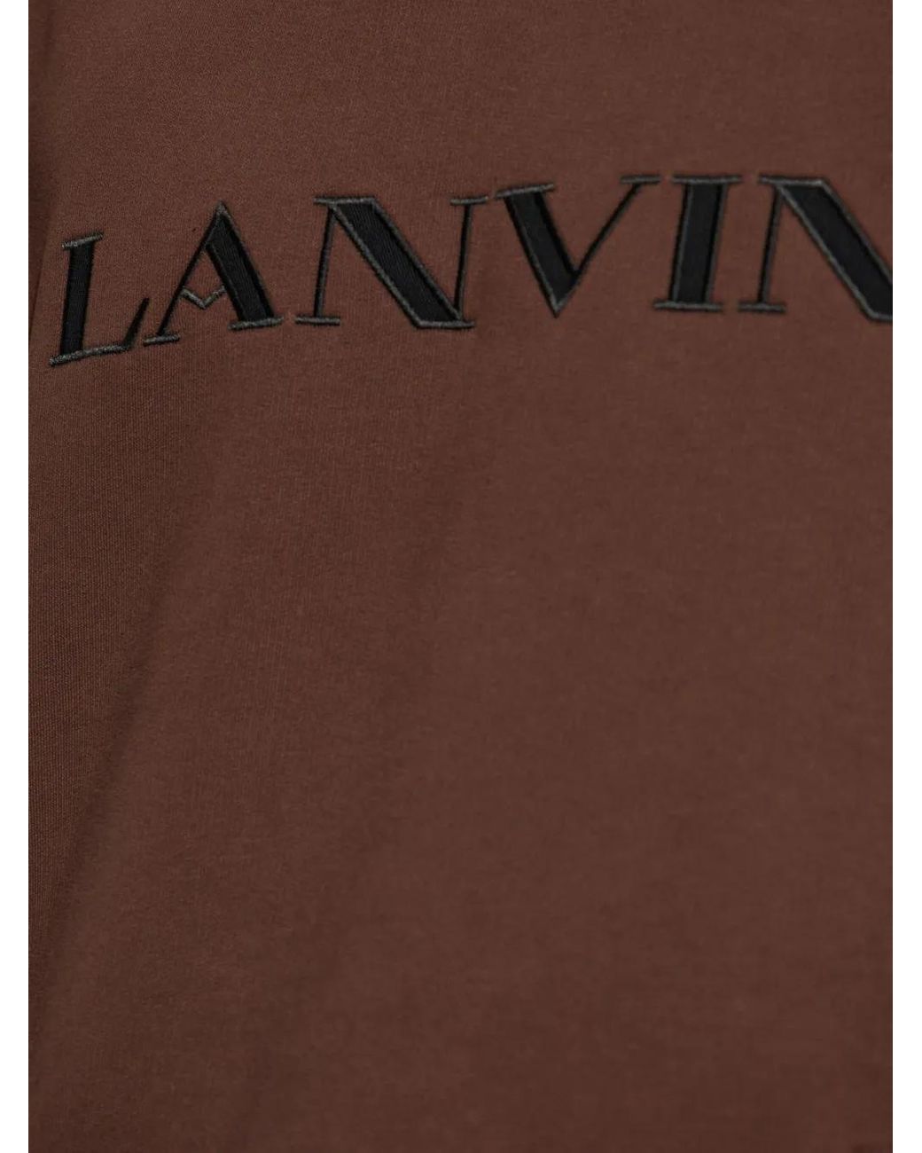 Lanvin Brown Logo-Embroidered Hoodie for men