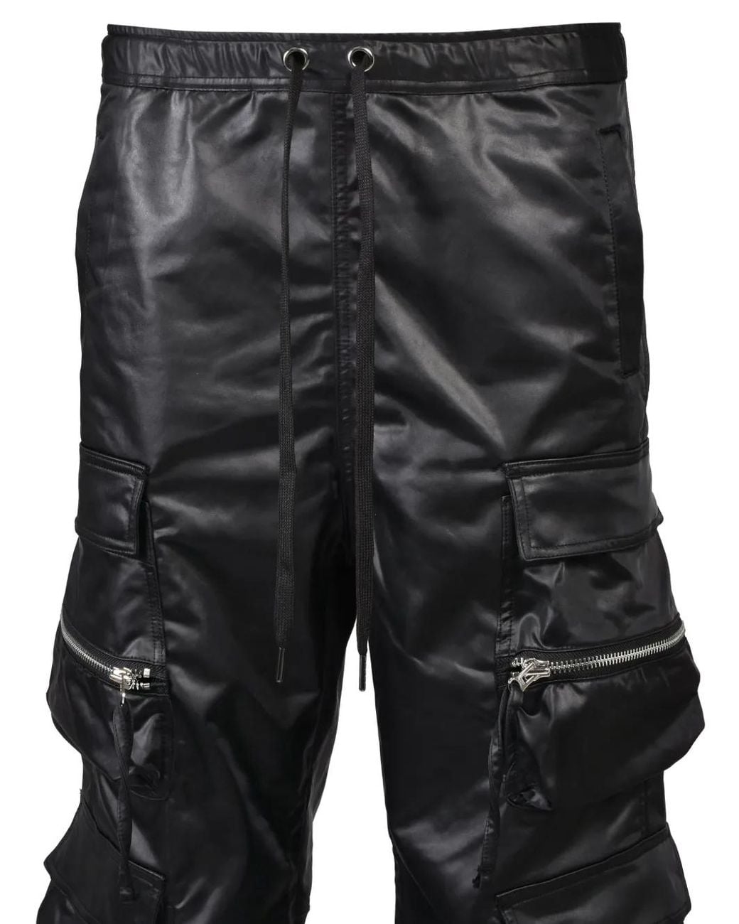 BREATH Black Satin-Finish Multi-Pocket Cargo Pants for men