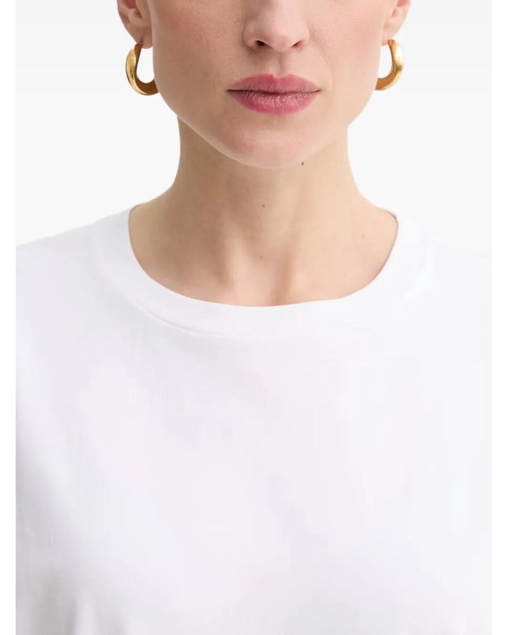 Gestuz White Gztima Logo-Embroidered T-Shirt