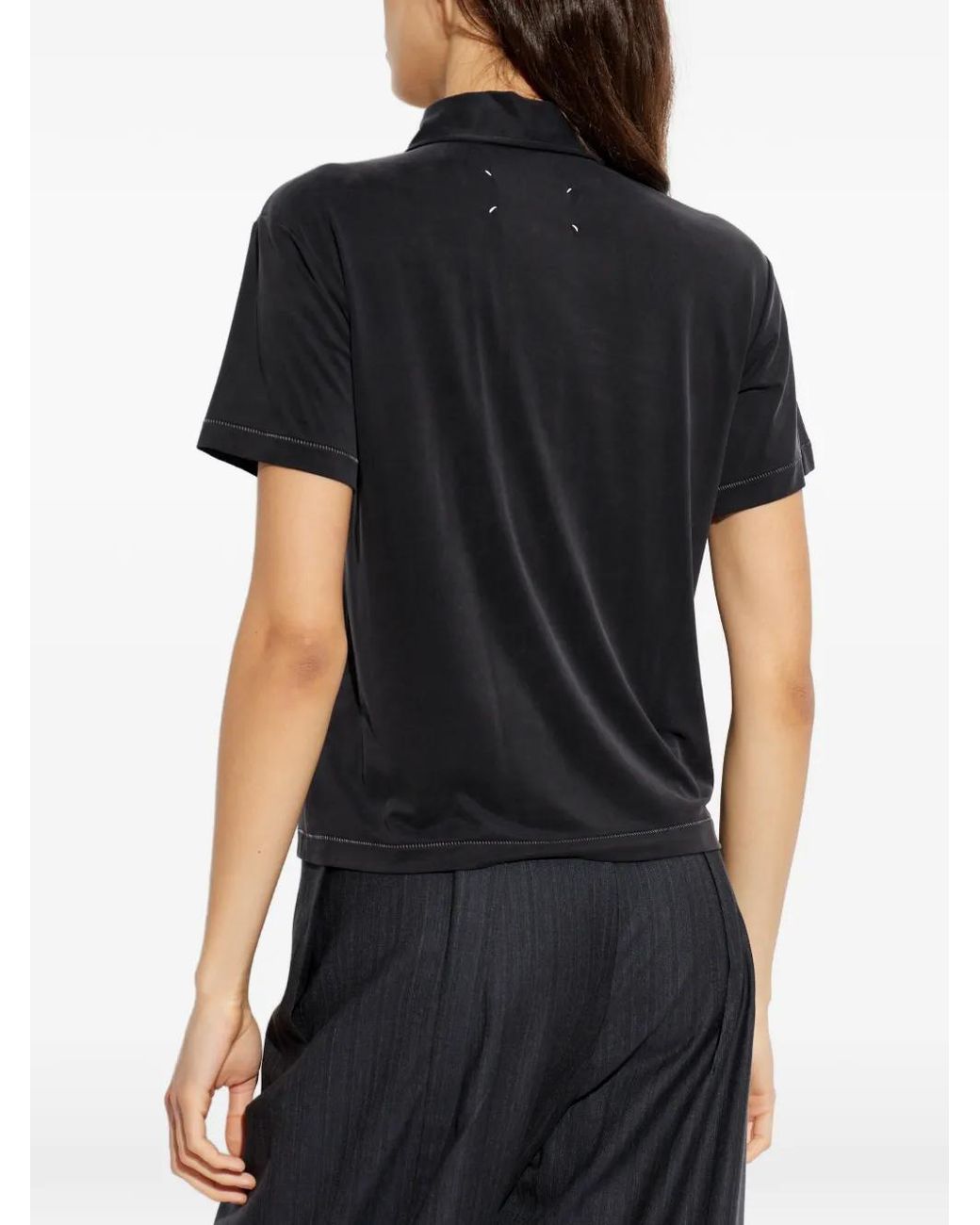 Maison Margiela Black Four Stitch-Detail Polo Top