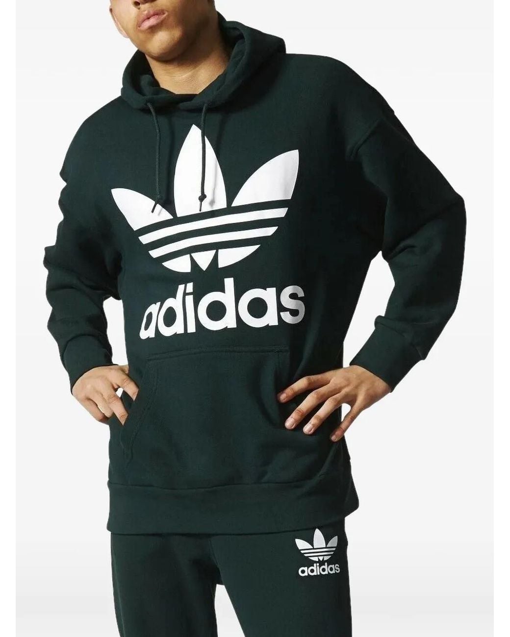 Adidas Black Adicolor Trefoil Hoodie for men