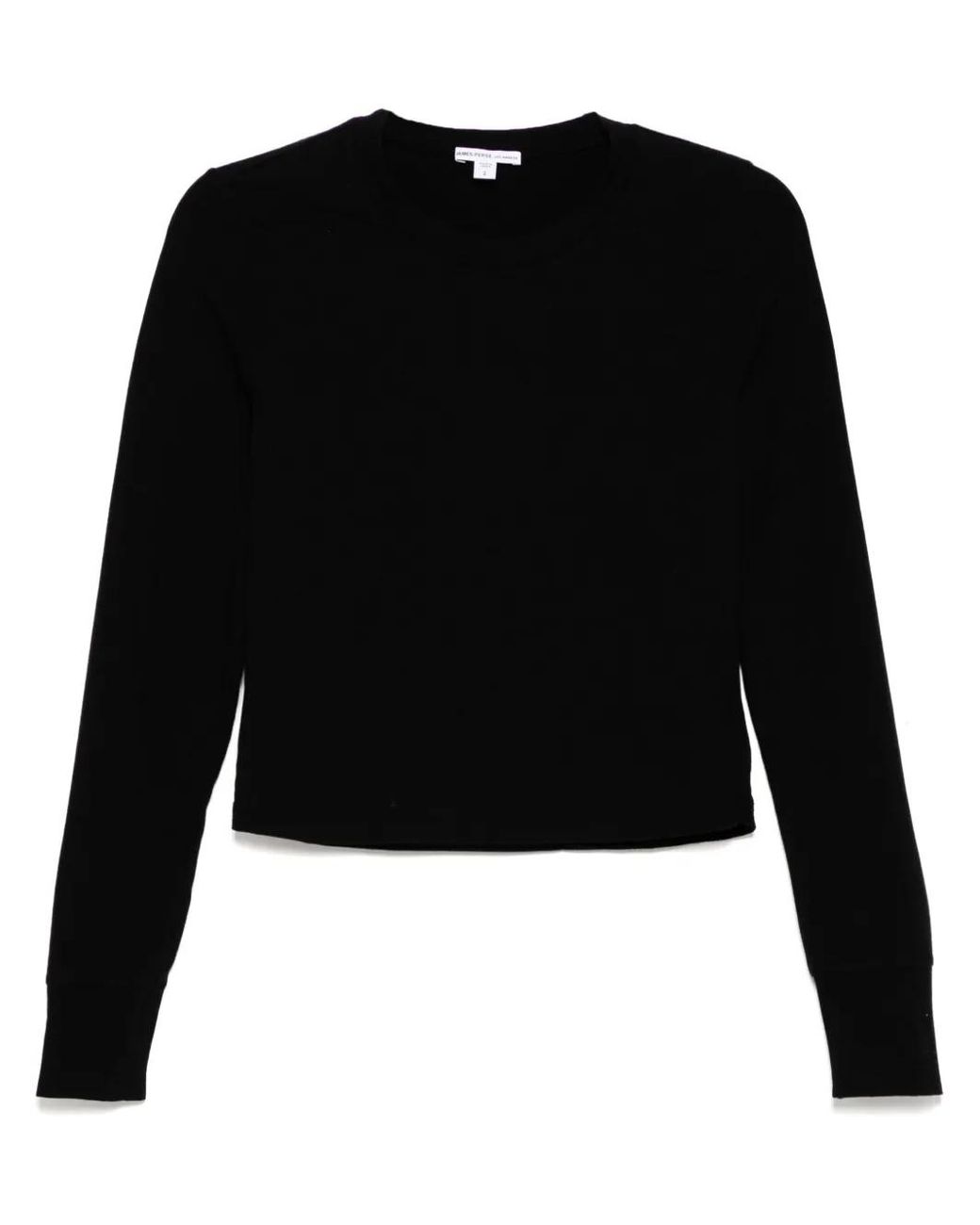 James Perse Black Cropped Long-Sleeved T-Shirt