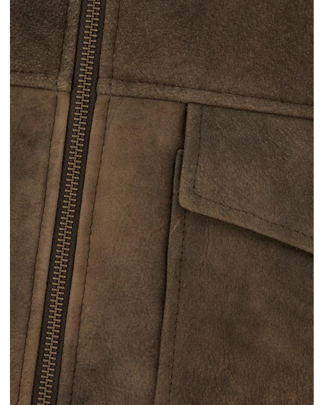 Colamarino Brown Shearling Bomber Jacket for men