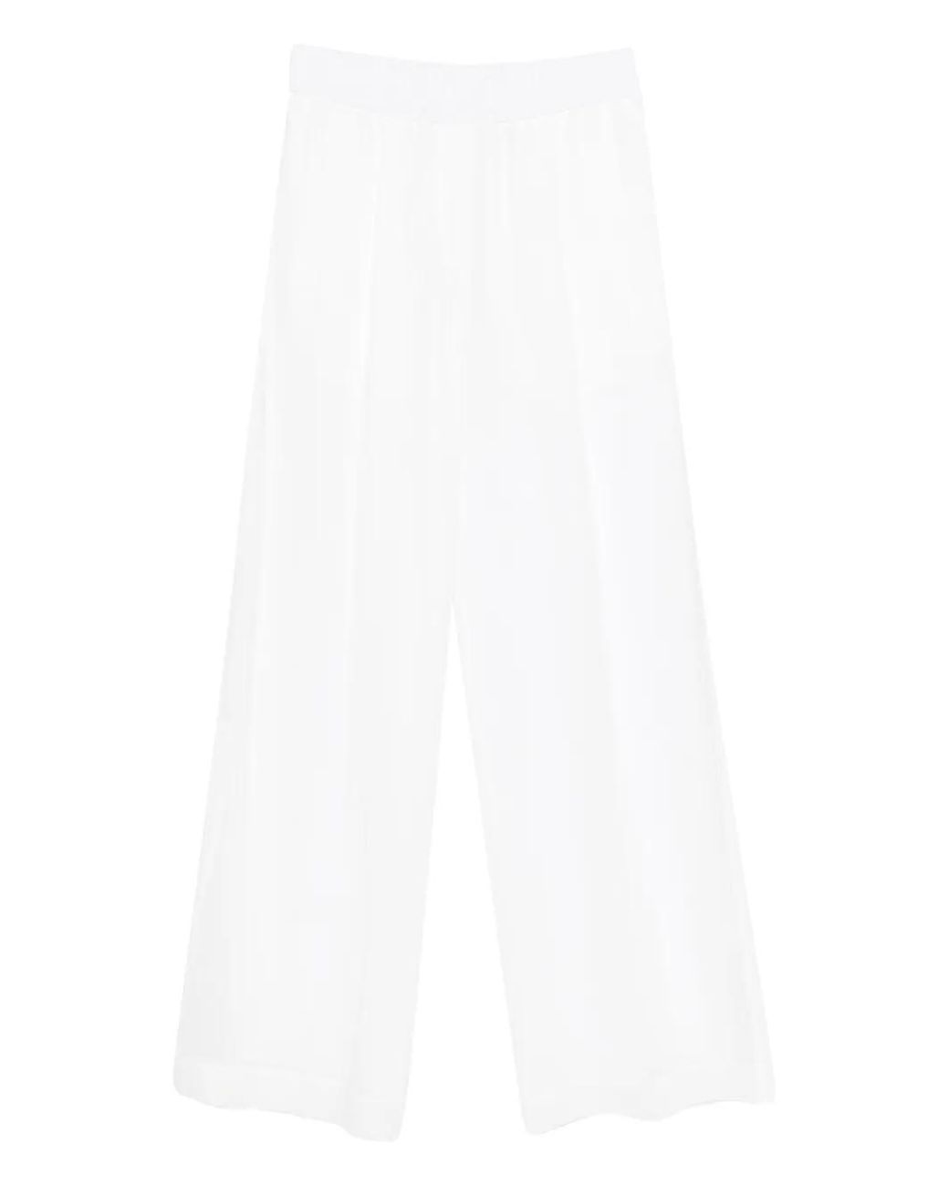 Brunello Cucinelli White Cotton Organza Loose Track Trousers