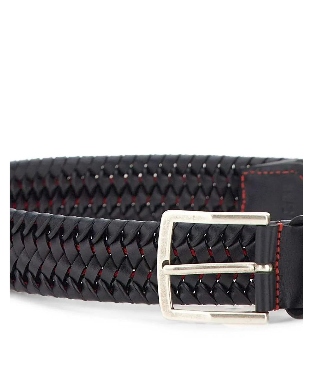Athison White Woven Buckle Belt for men