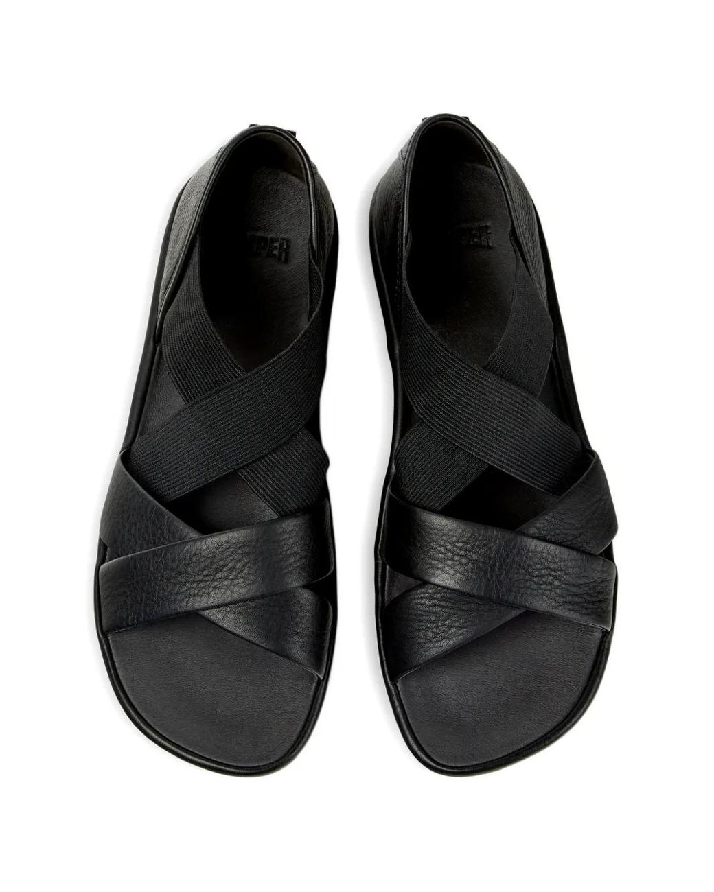 Camper Black Right Isla Crossover Leather Sandals