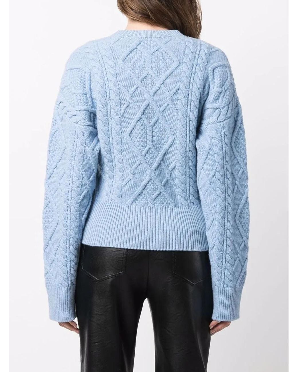 Stella McCartney Blue Aran-Knit Cropped Jumper