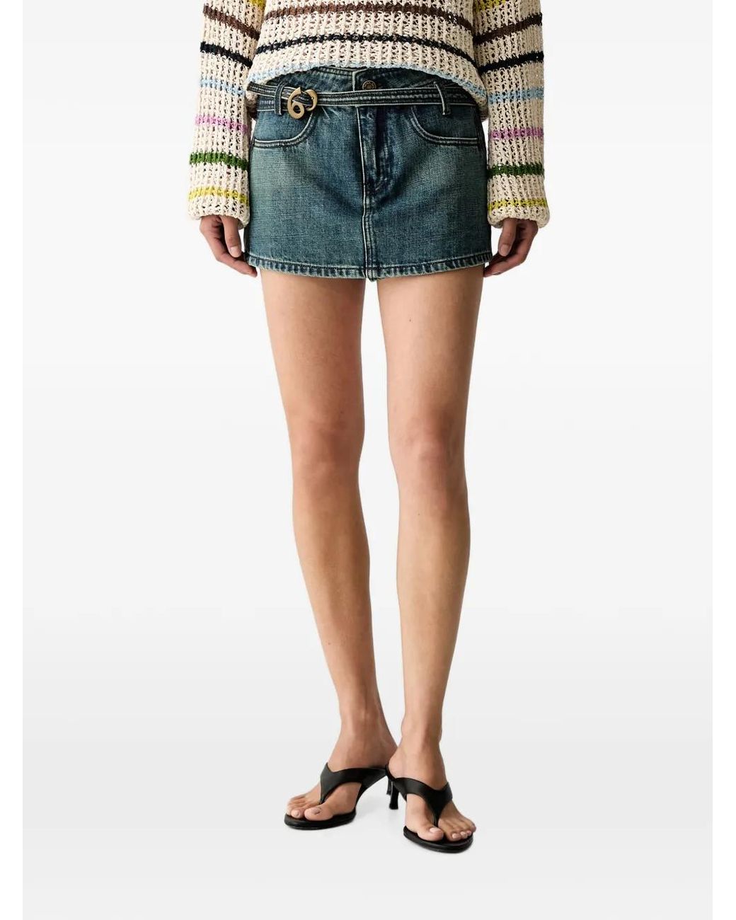 Miss Sixty Blue Belted Denim Shorts