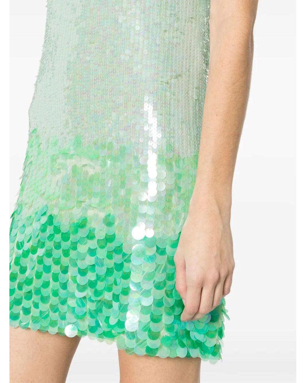 P.A.R.O.S.H. Green P.A.R.O..H. Sequin-Embellished Short-Sleeved Dress