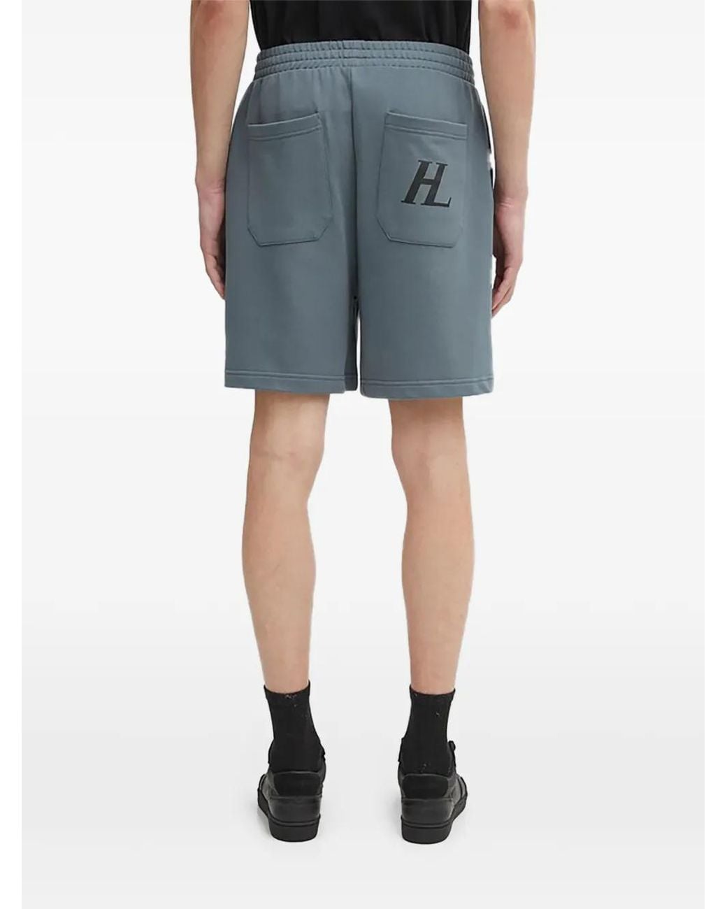 Helmut Lang Blue Logo Back-Pocket Shorts for men