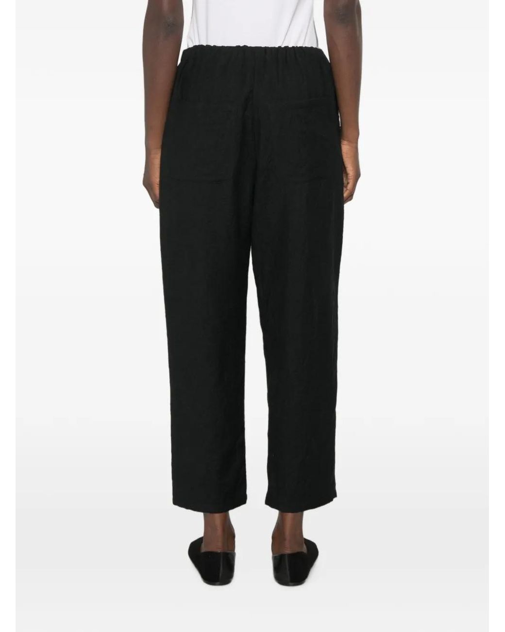 Apuntob Black Pantalon De Jogging En Laine Vierge À Taille Élastiquée
