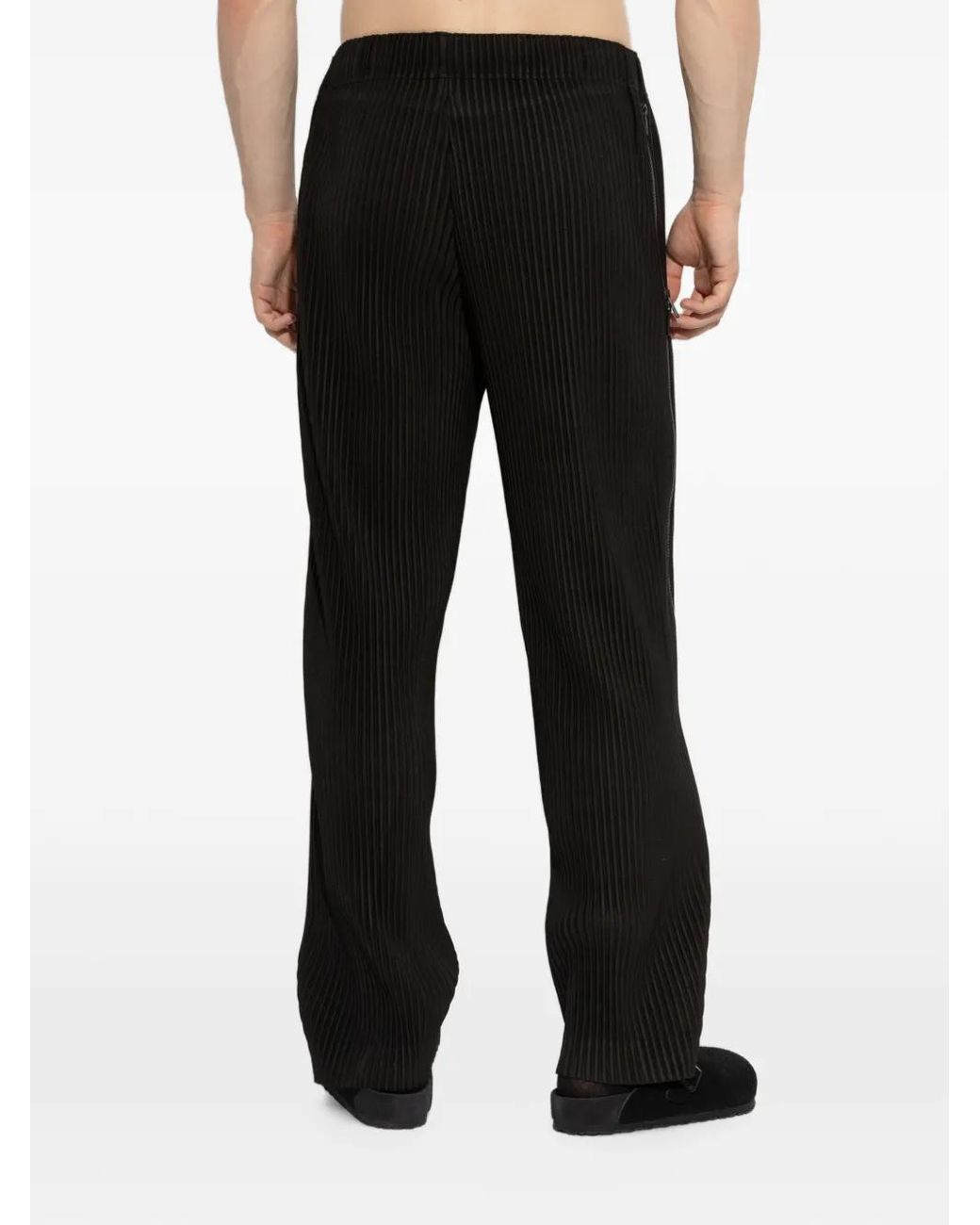 Homme Plissé Issey Miyake Black Zip-Pockets Pleated Trousers for men