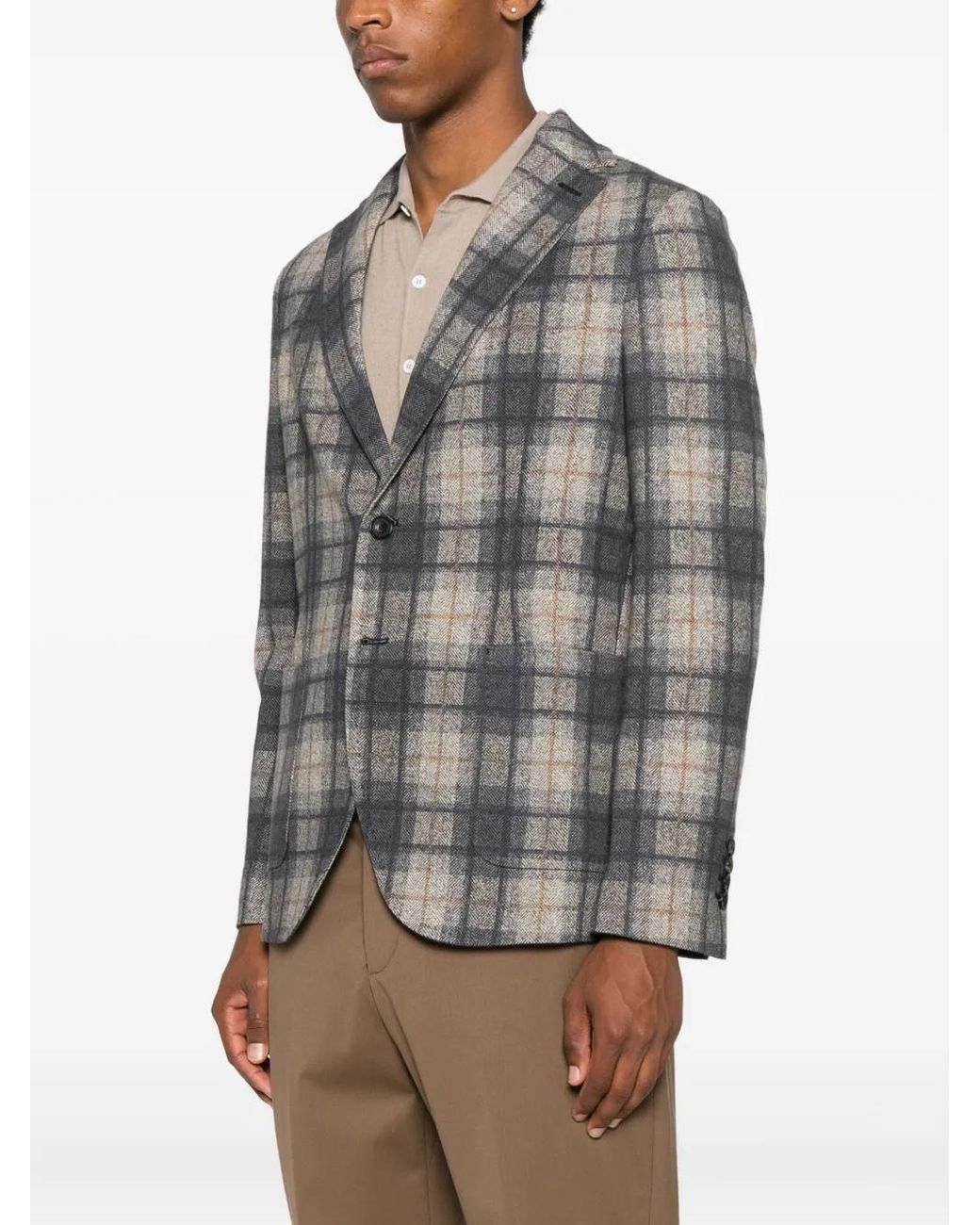 Circolo 1901 Gray Checked Button Blazer for men