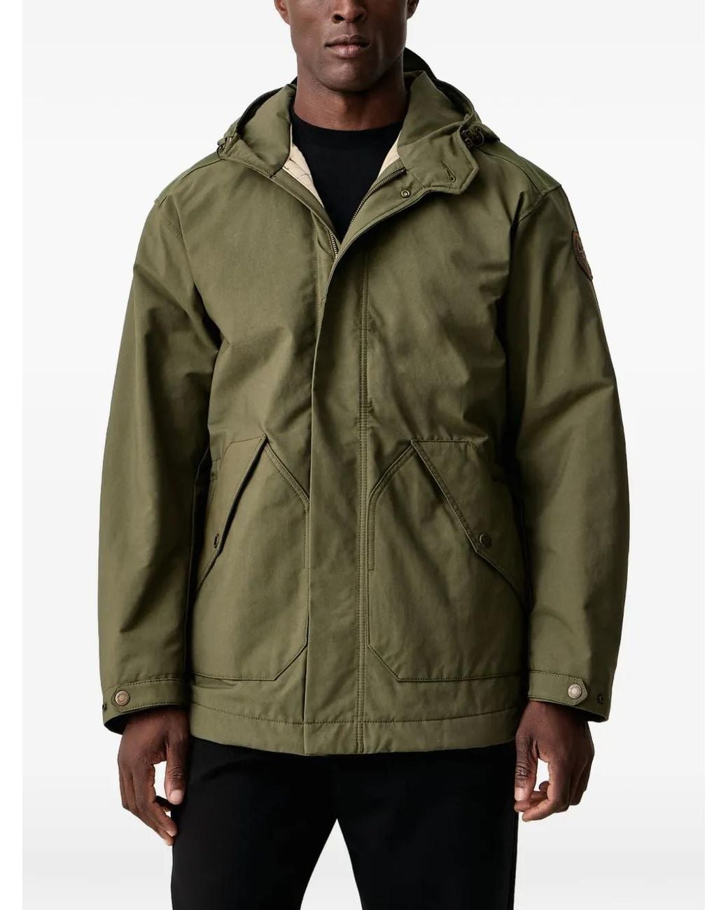 Napapijri Green Asko Logo-Patch Parka Coat for men
