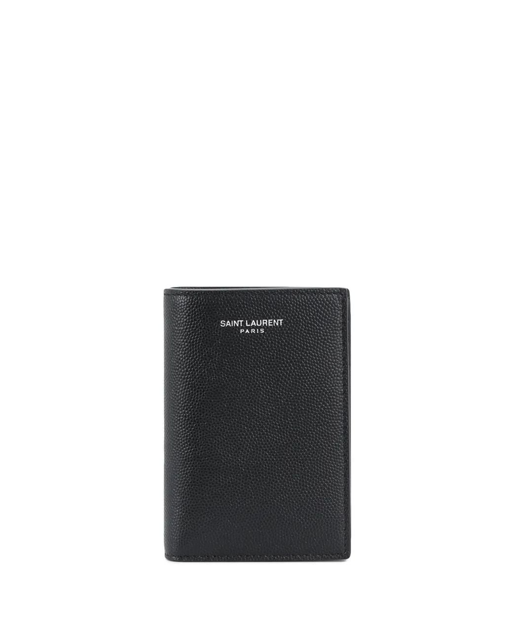 Saint Laurent Black Logo Embossed Credit Card Wallet for men