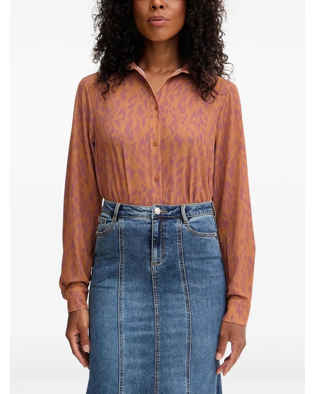 Silvian Heach Blue Rapane Animal-Print Shirt