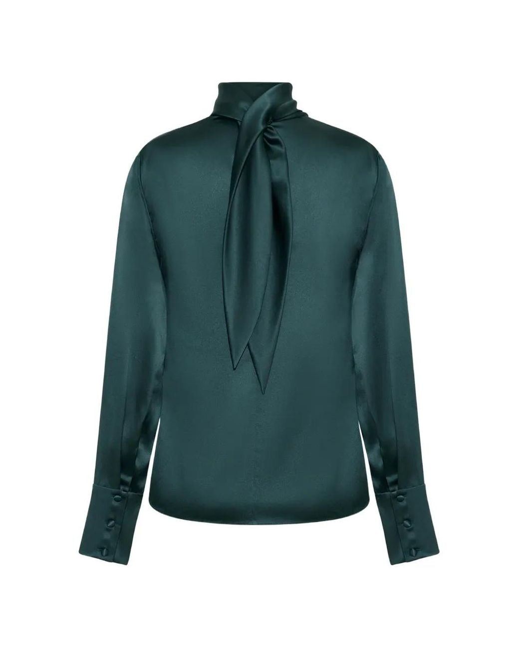 Adam Lippes Green Blaine Long-Sleeve Silk Blouse