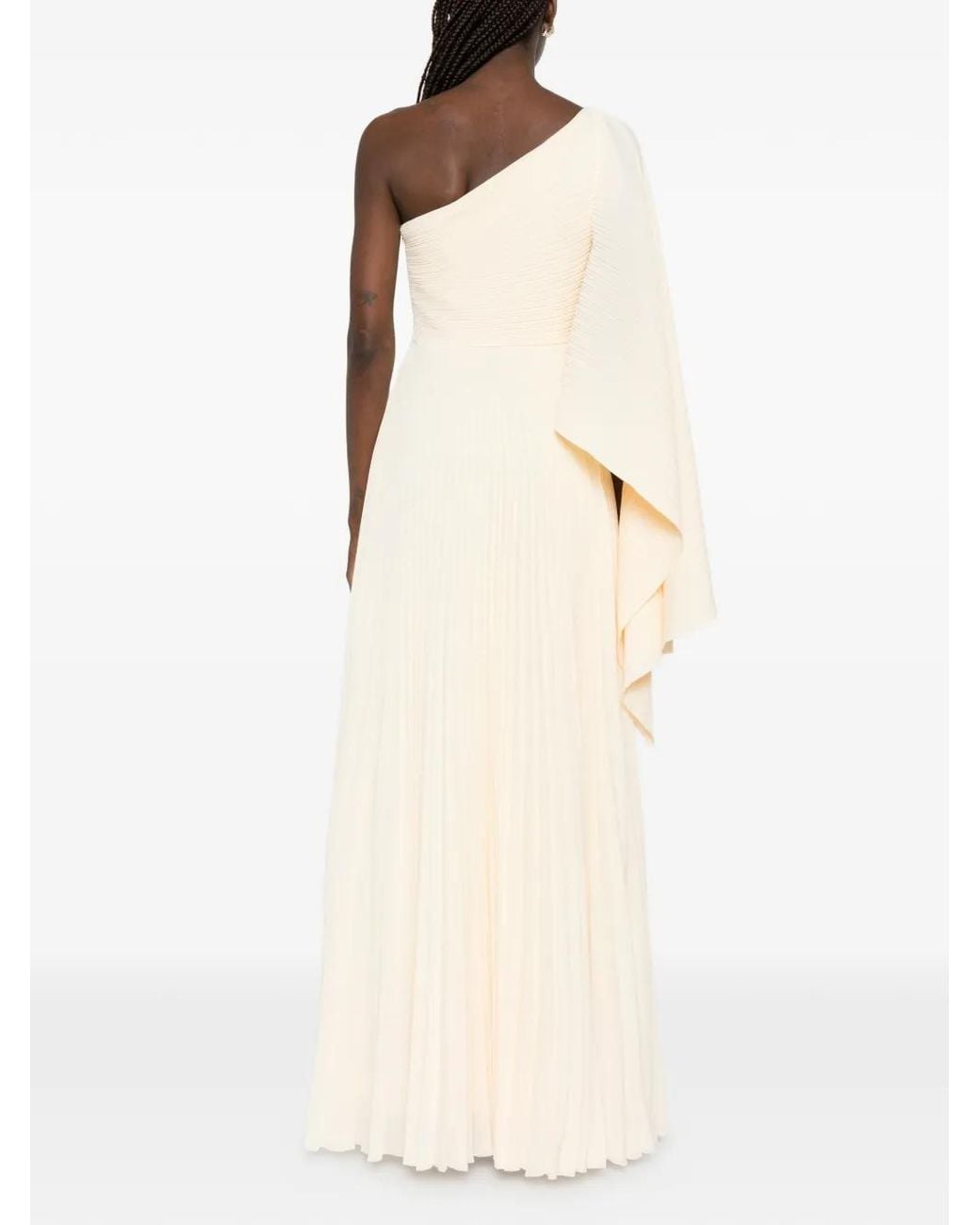 Solace London White Robe Longue Maci À Design À Une Épaule