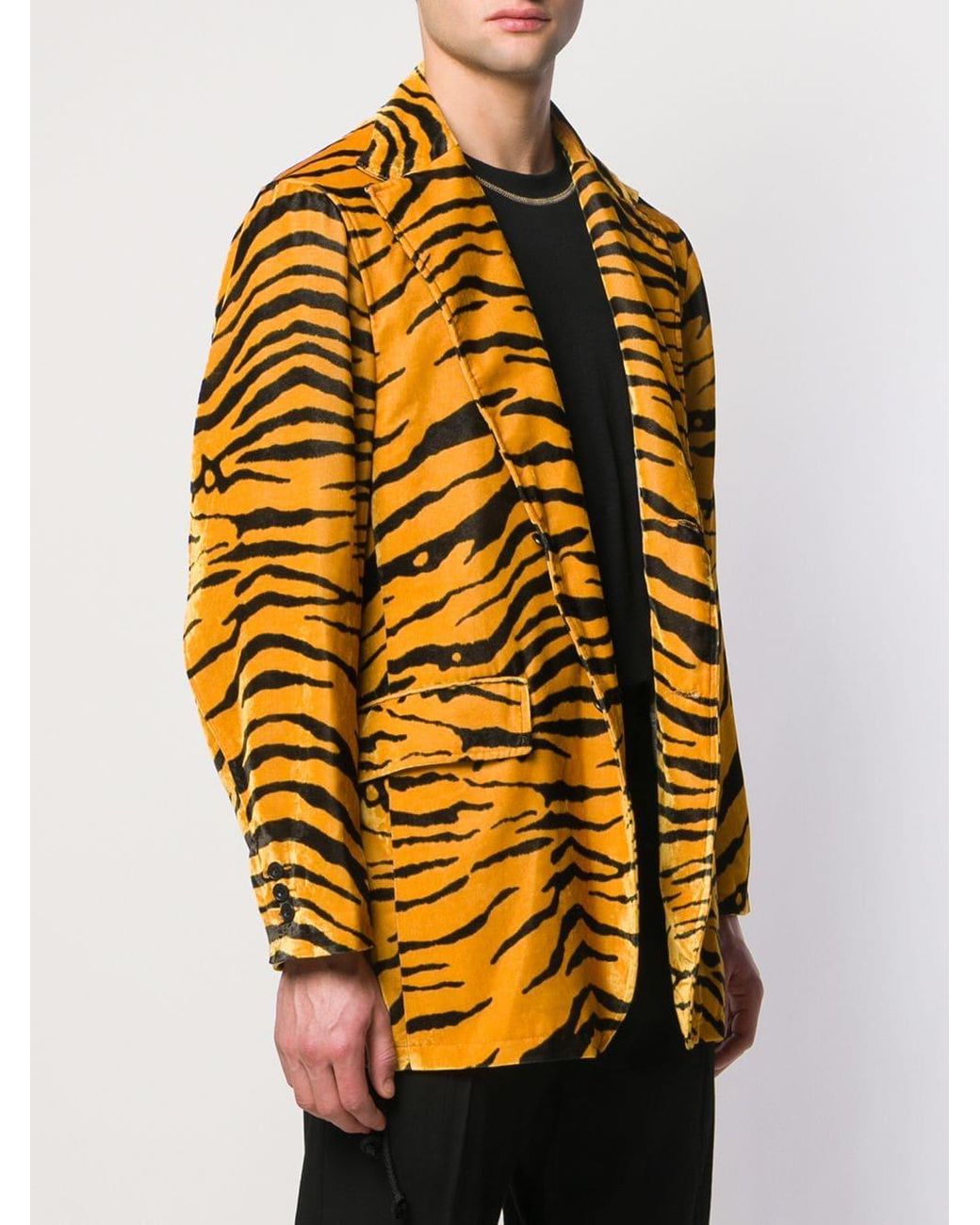 Needles Tiger Print Velvet Blazer in Yellow for Men | Lyst UK