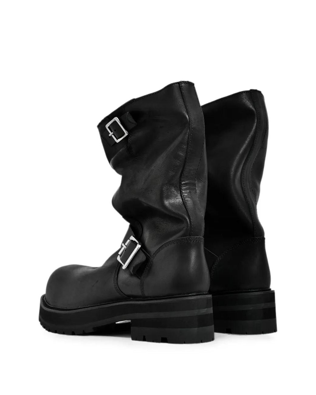 FILTH Black Bottes En Cuir À Boucles for men
