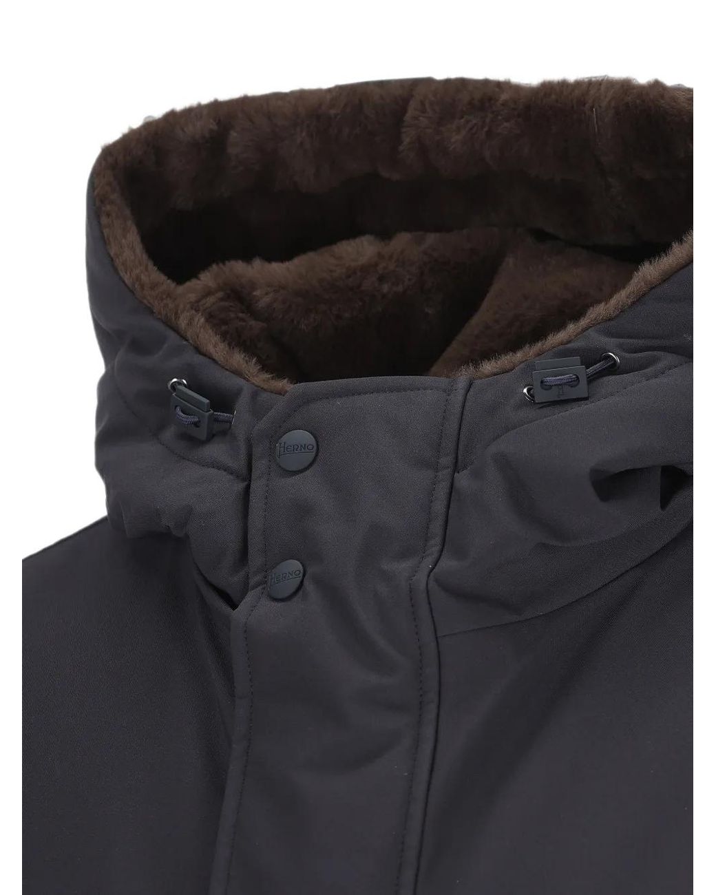 Herno Blue Hooded Single-Breasted Coat for men