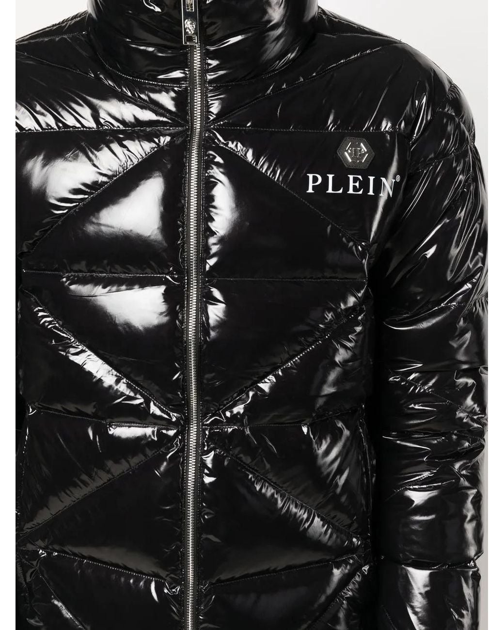 Philipp Plein Black Padded High-shine Jacket for men
