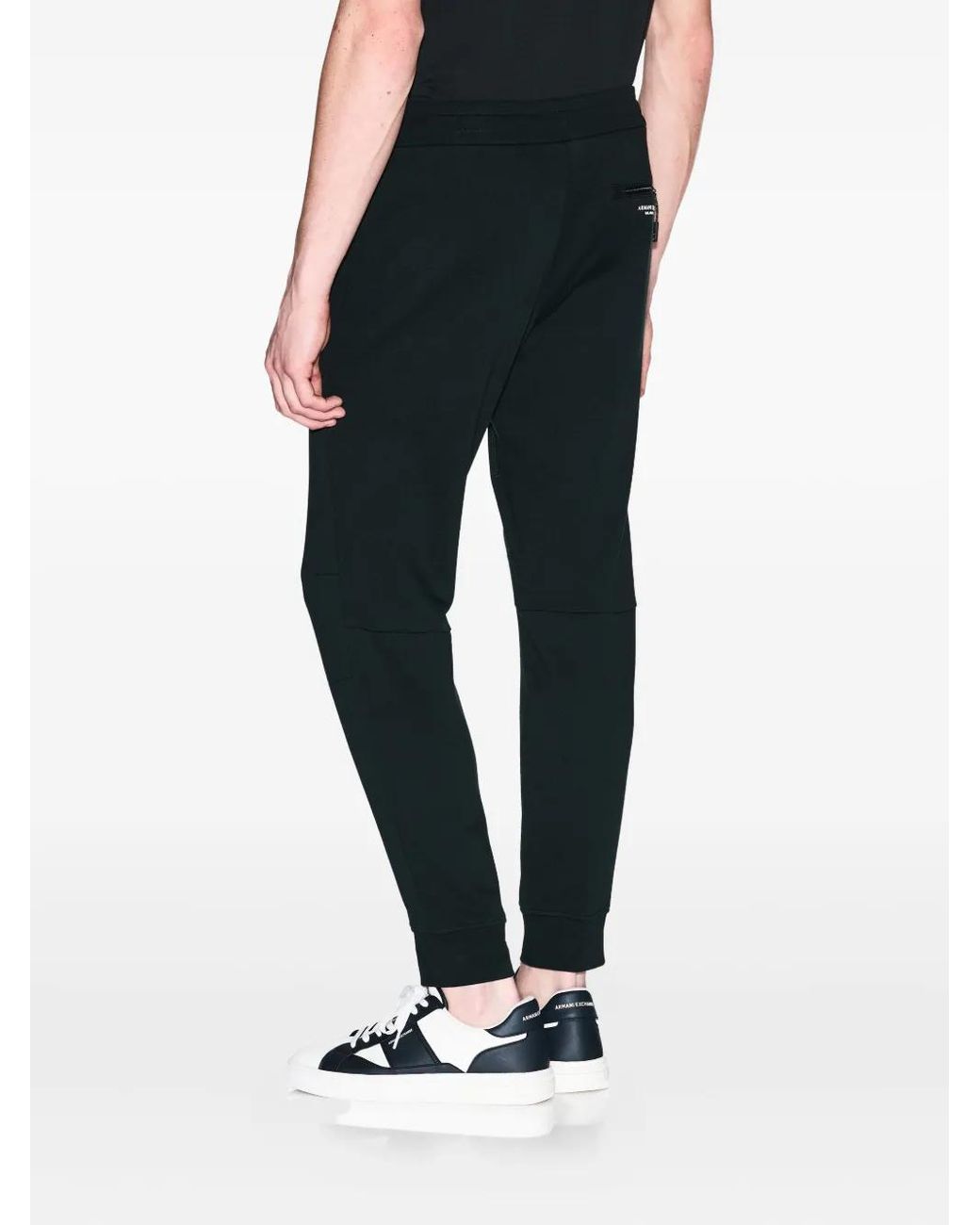 ARMANI EXCHANGE Black Zip-Pocket Drawstring Track Pants for men