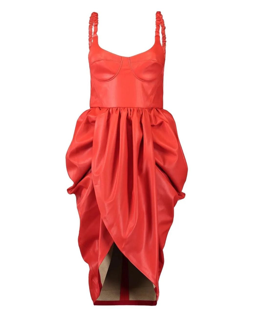 Stella McCartney Red Bustier Ruched Mini Dress