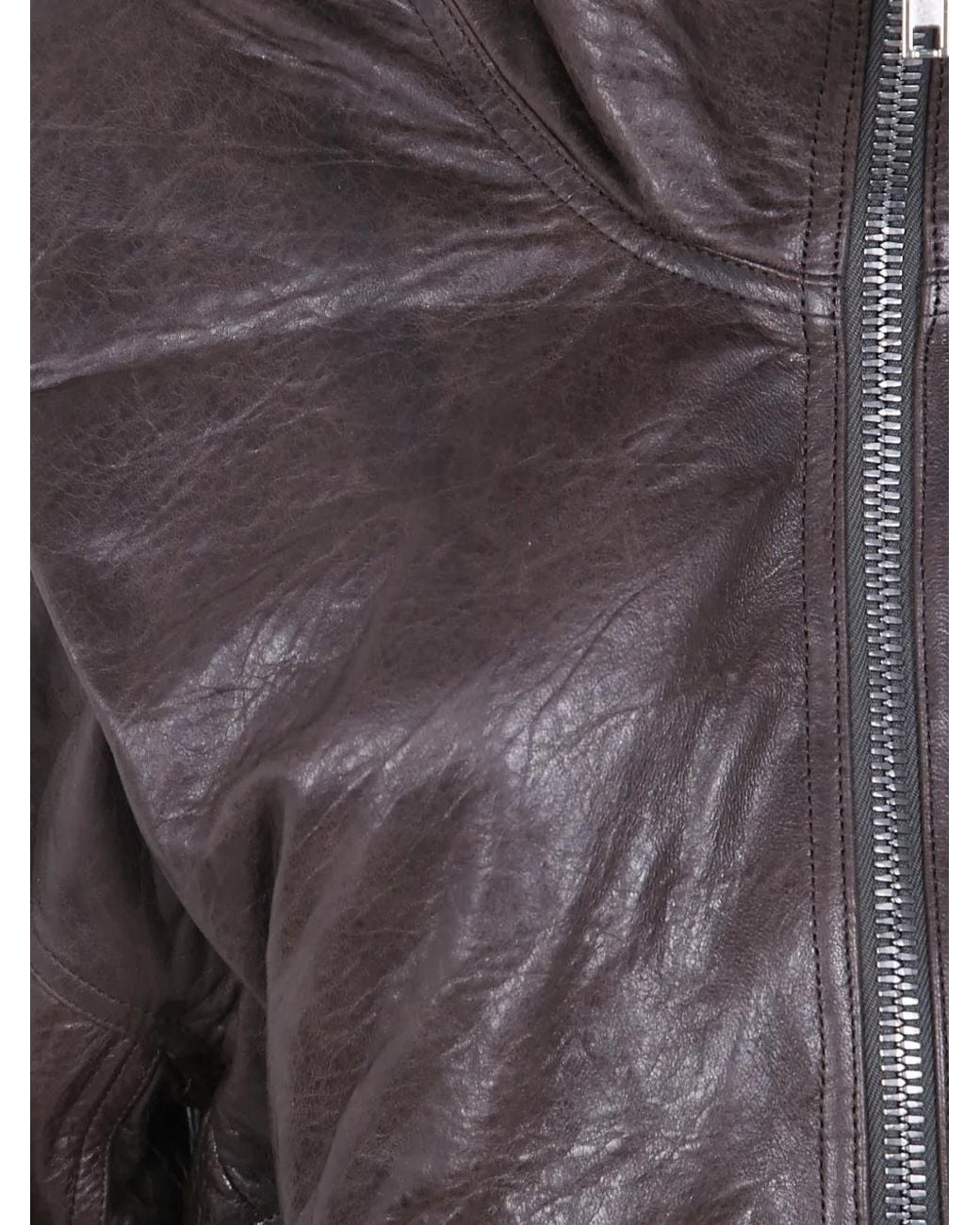 Rick Owens Black Veste Crop En Cuir