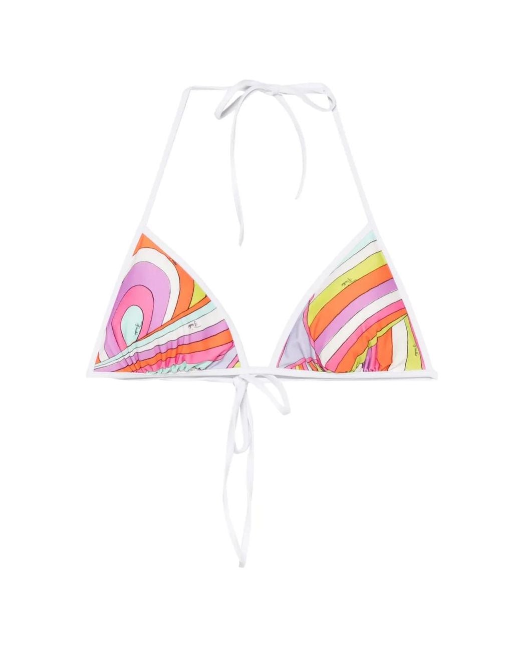 Emilio Pucci Pink Iride-Print Triangle Bikini Top
