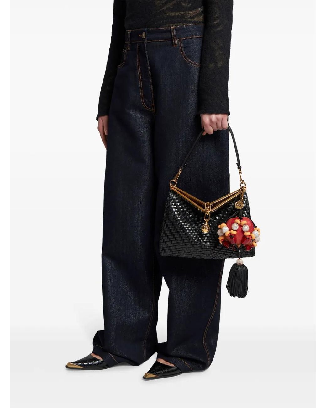 Etro White Apple-Tassel Leather Charm