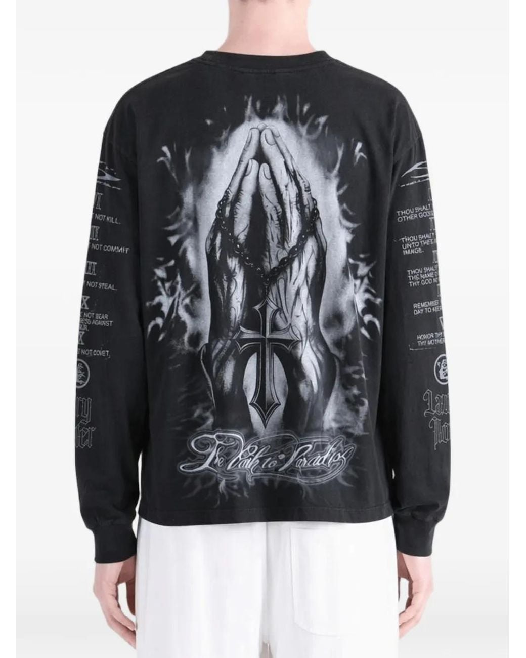 HELLSTAR Black Commandments Graphic-Print Long-Sleeve T-Shirt for men