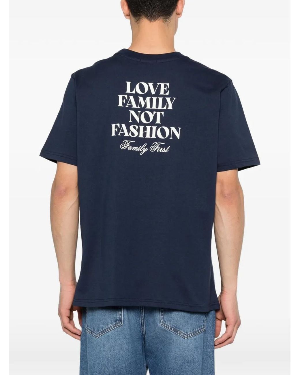 FAMILY FIRST Blue Short-Sleeve Lettering T-Shirt for men