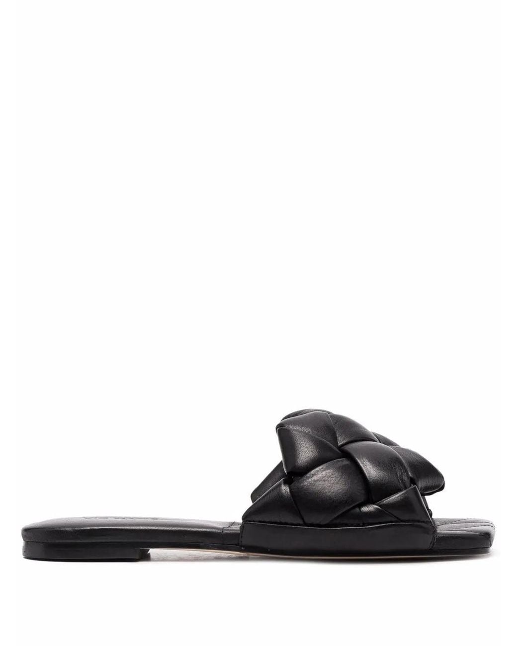 Vic Matié Black Square-Toe Leather Sandals