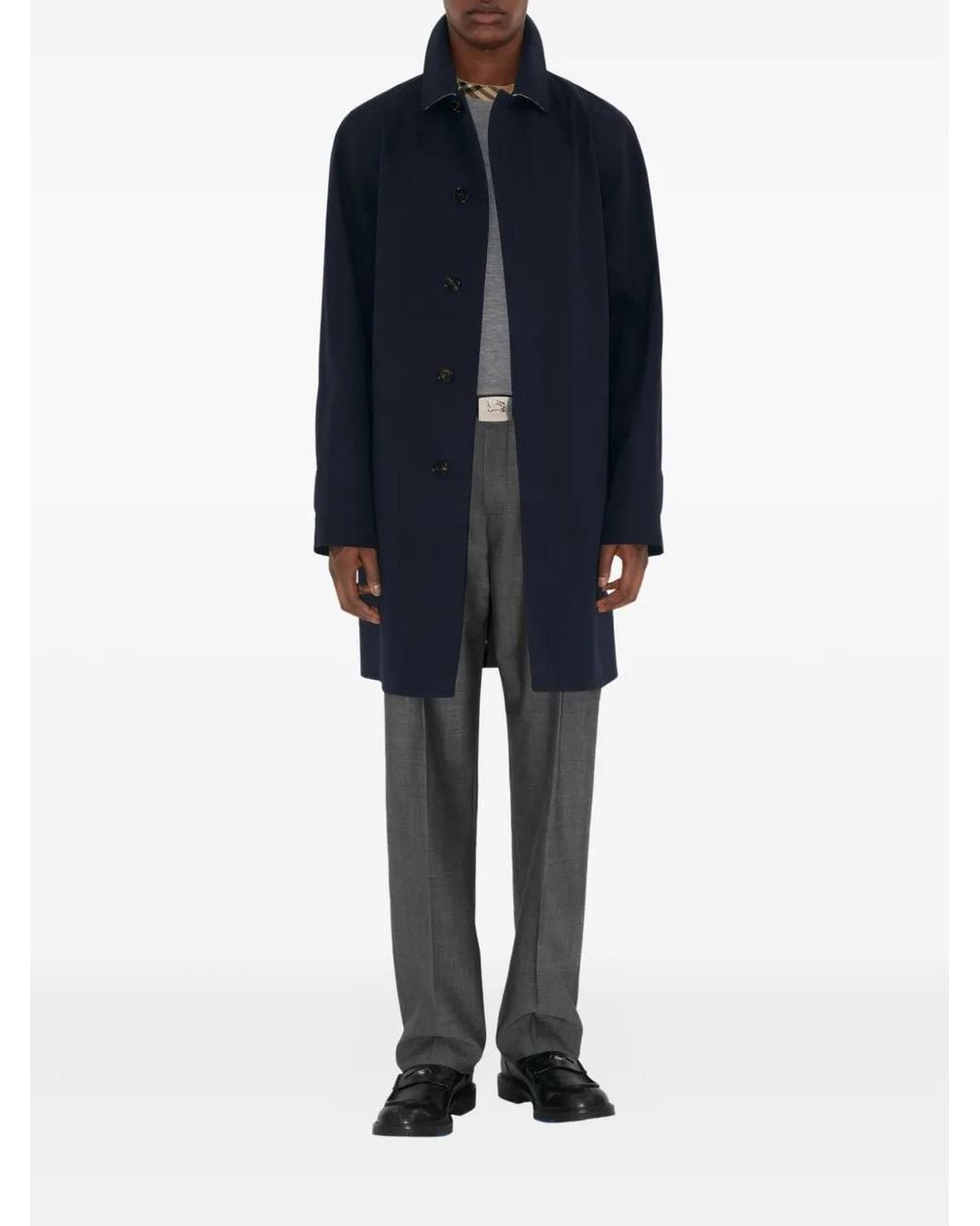 Burberry Blue Button-Up Coat for men
