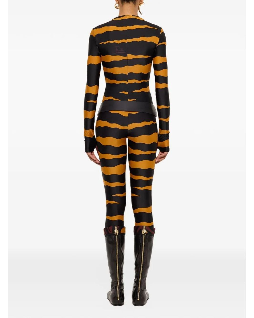 Emilio Pucci Black Fiamme-Print Lycra Jumpsuit