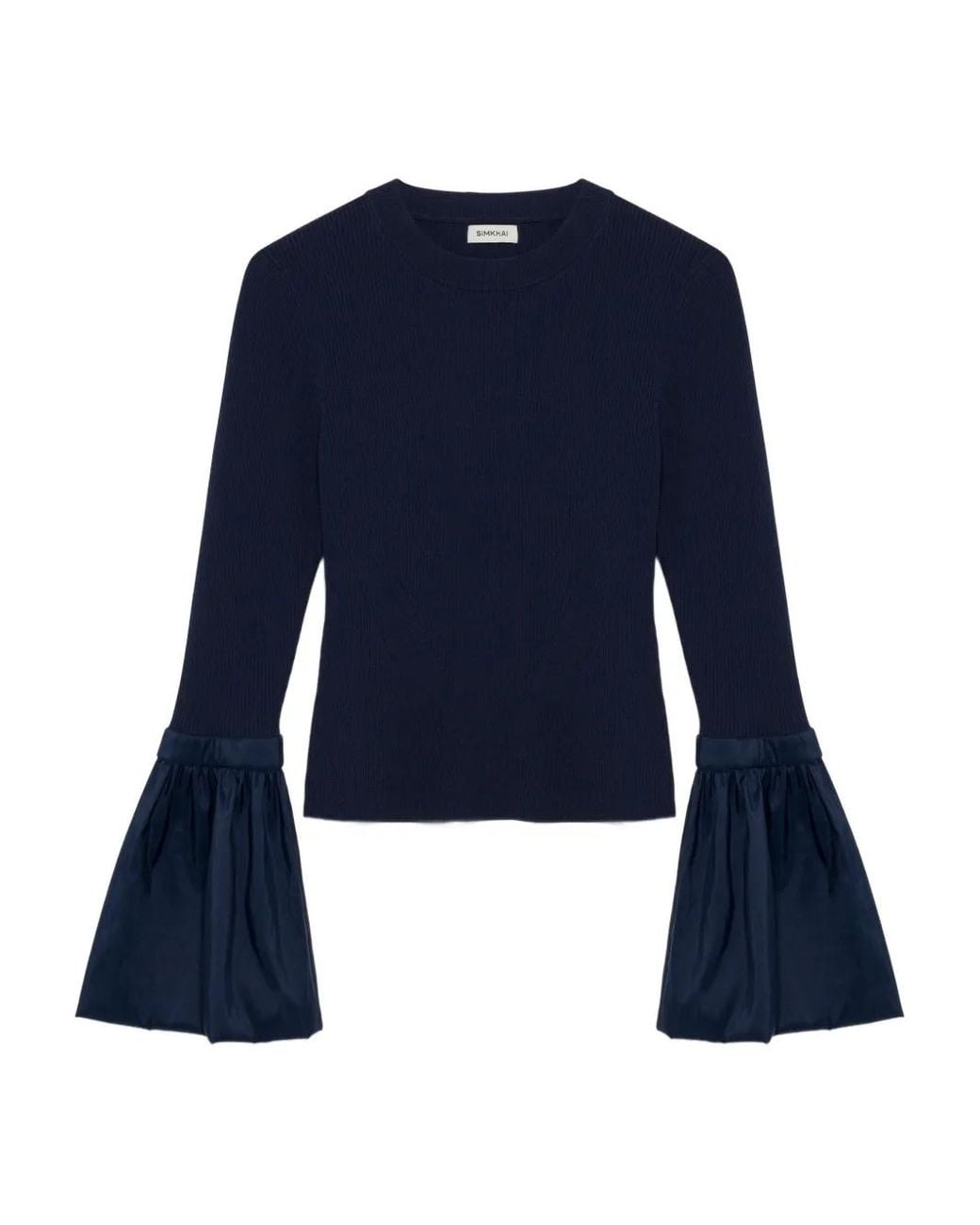 Jonathan Simkhai Blue Agata Taffeta Knitted Top
