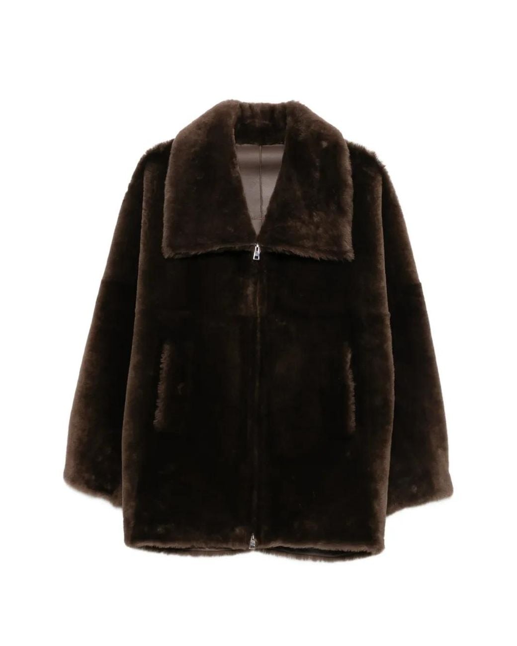 Blancha Black Wide-Collar Shearling Jacket