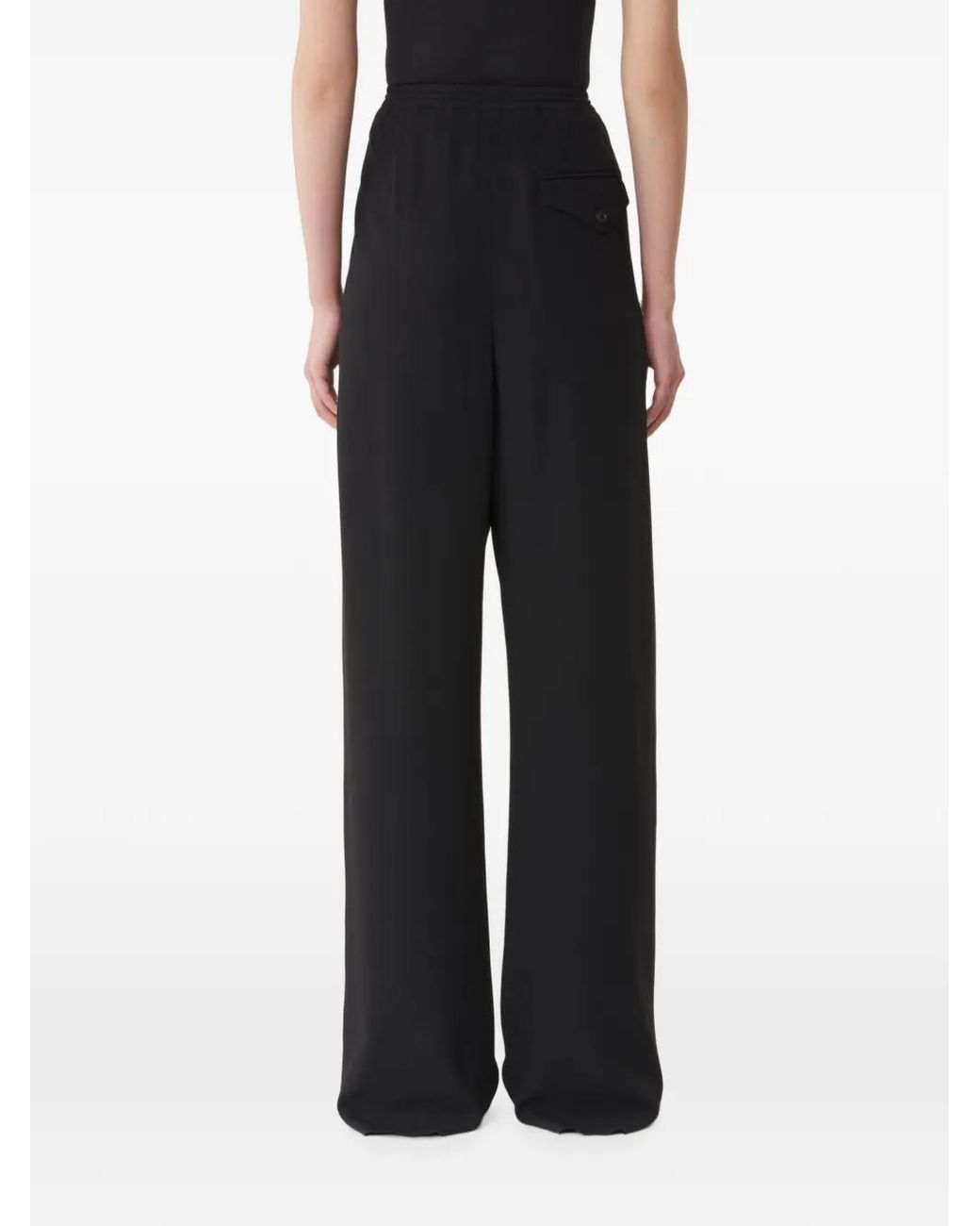 Lanvin Black Drawstring Wide-Leg Trousers
