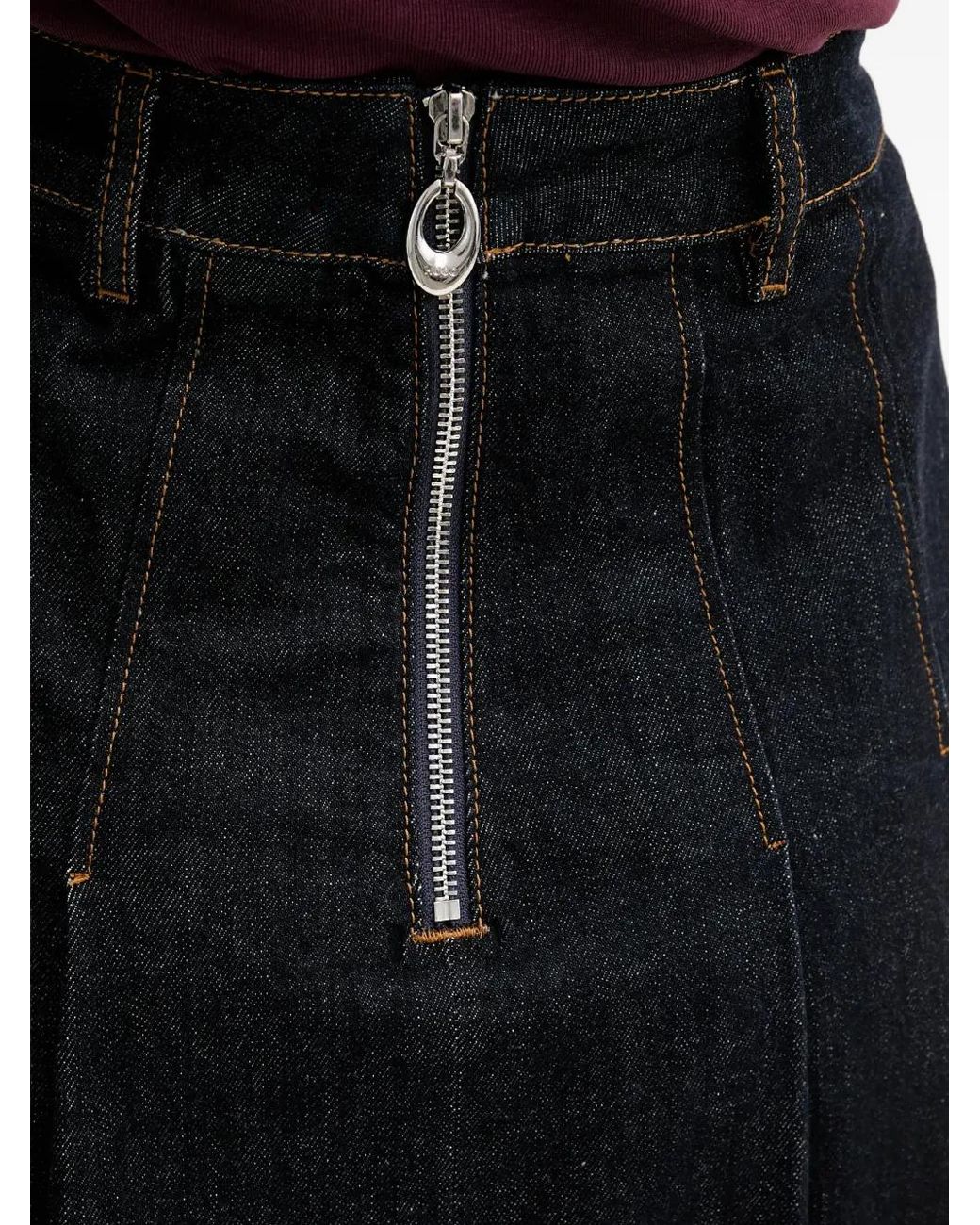 HUGO Black Gerelise Pleated Denim Mini Skirt