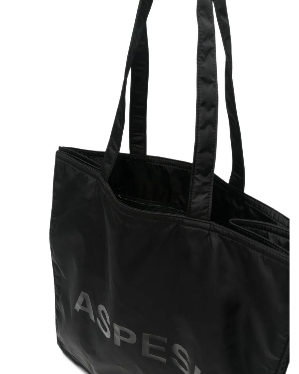 Aspesi Black Logo-Print Tote Bag
