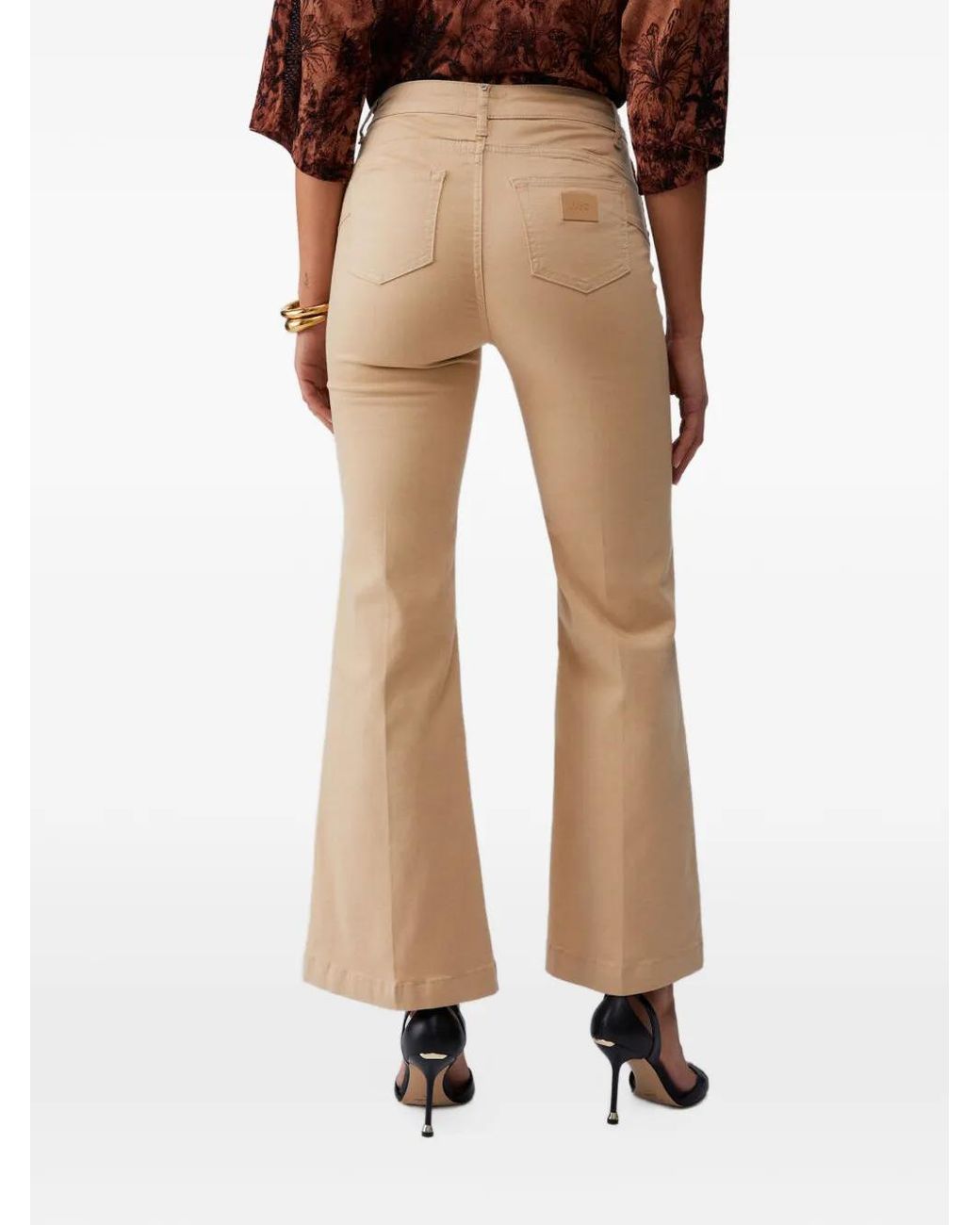 Liu Jo Natural Pantalon Évasé Bottom Up À Boutons Griffés