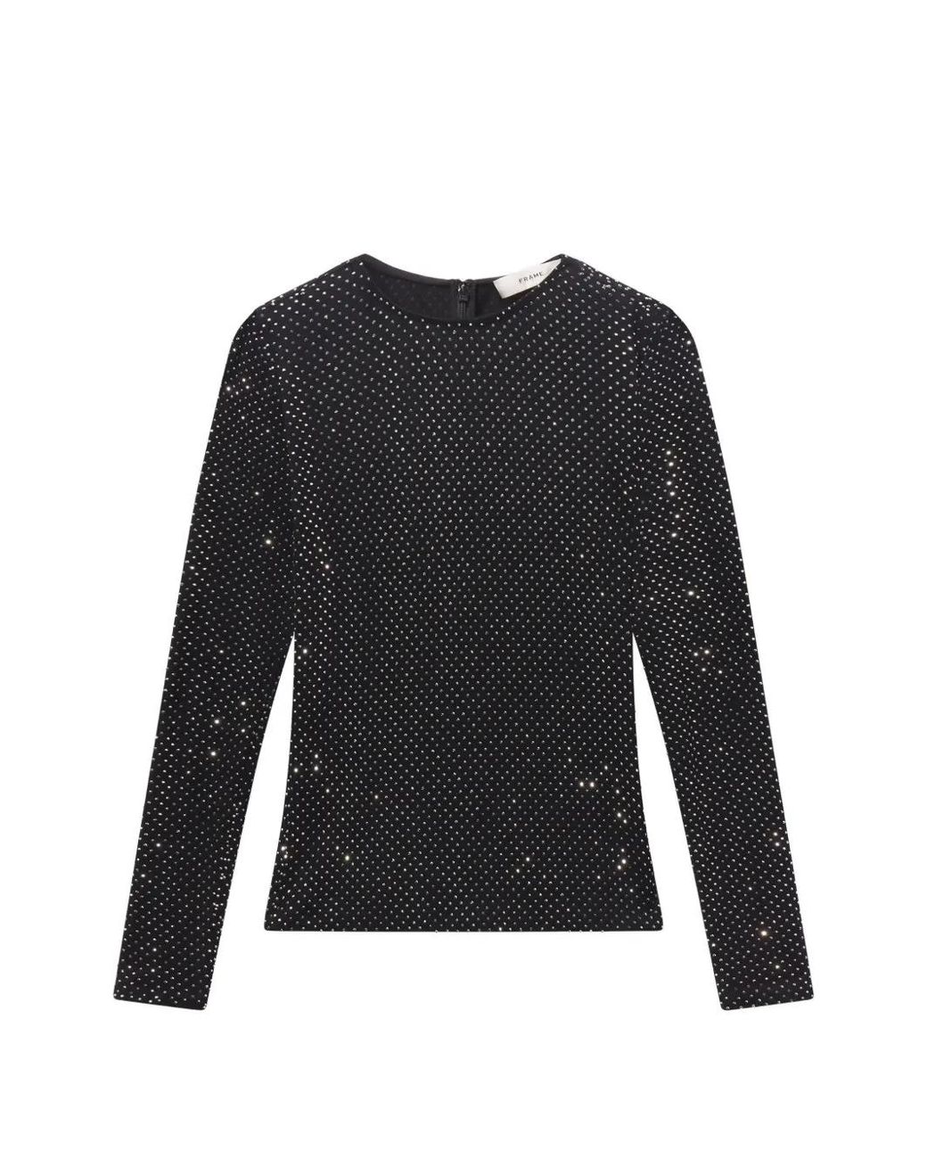 FRAME Black Long-Sleeve Embellished Top