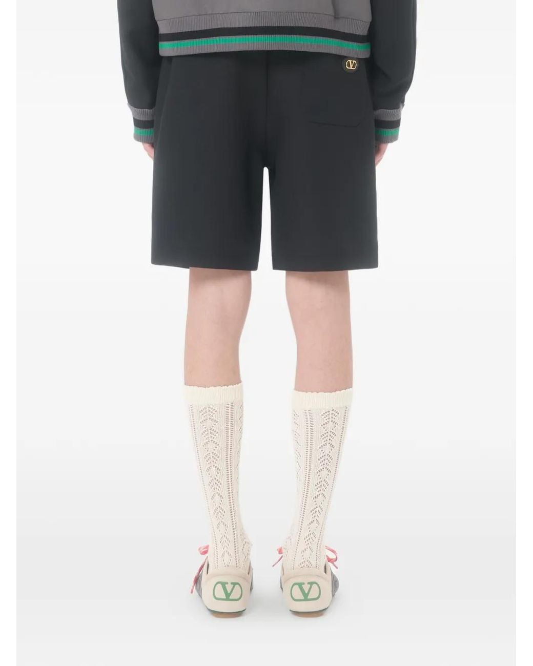 Valentino Garavani Black Elastic-Waistband Shorts for men