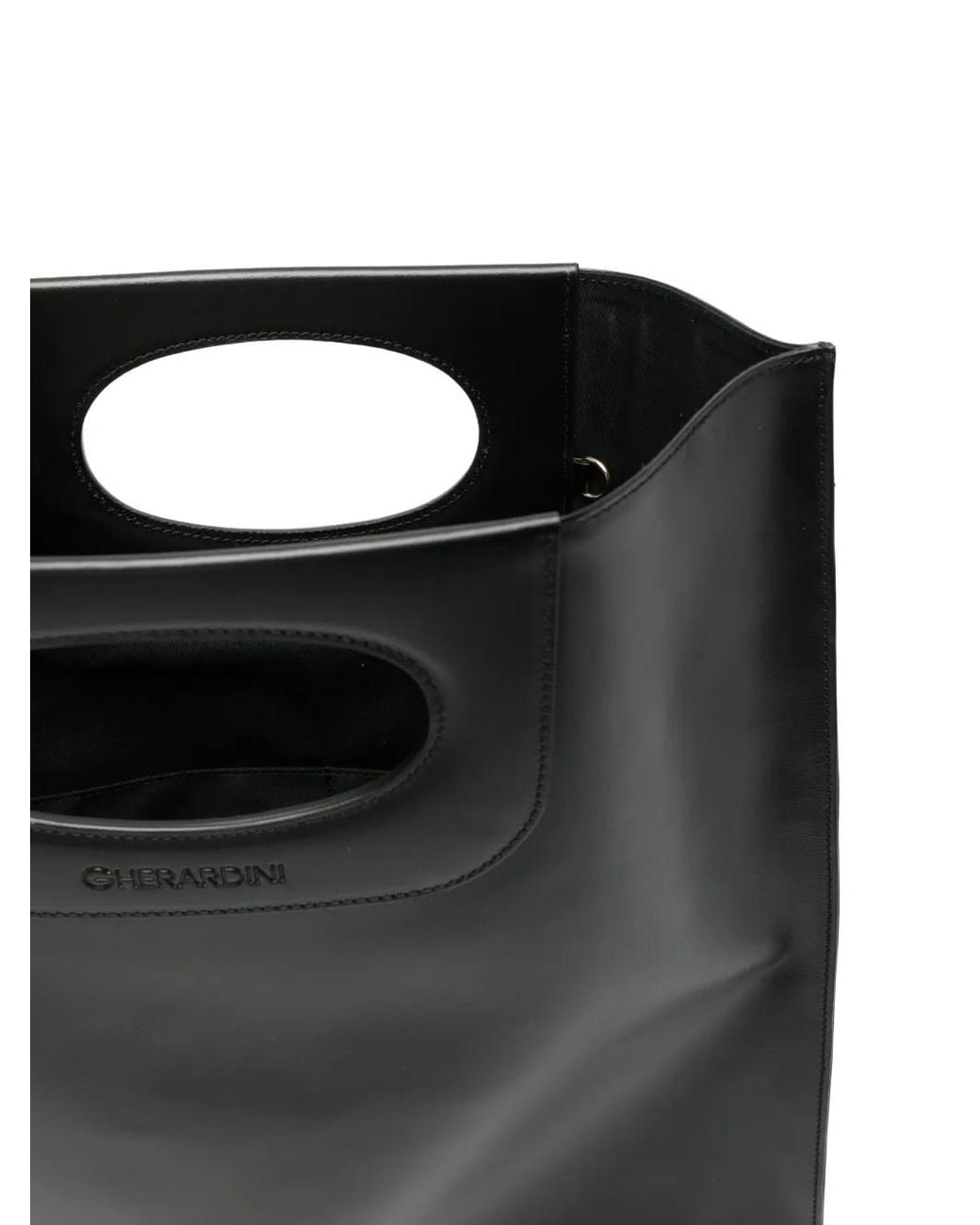 Gherardini Black Piattina Leather Clutch Bag