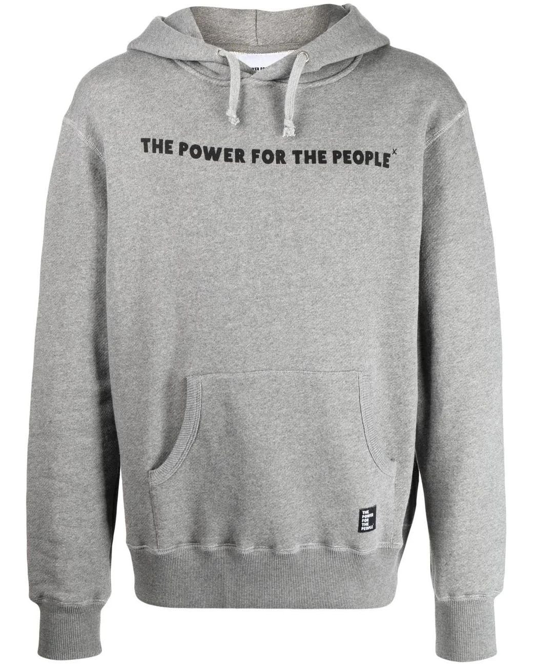 The Power for the People Gray Logo-Print Detail Hoodie for men