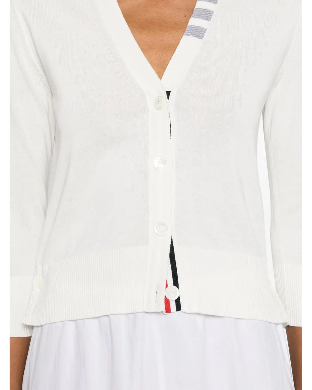 Thom Browne White 4Bar Cotton Cardigan