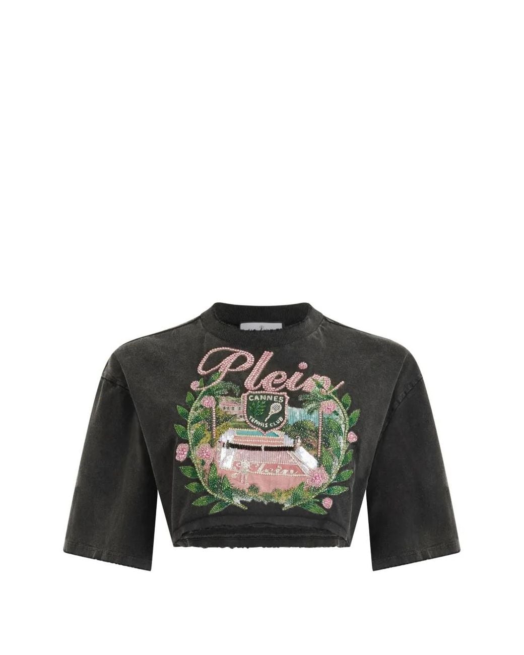 Philipp Plein Green Printed Crop Top